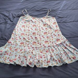 Floral Pleated Dress with Spaghetti Straps